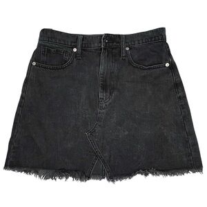 Madewell Mini Skirt Rigid Denim A Line in Lunar Wash Cutout Edition Black 27